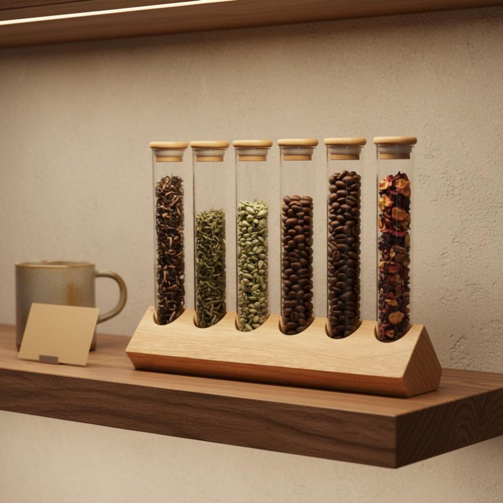 Display Stand Wood - Juego de Recipientes de Vidrio con