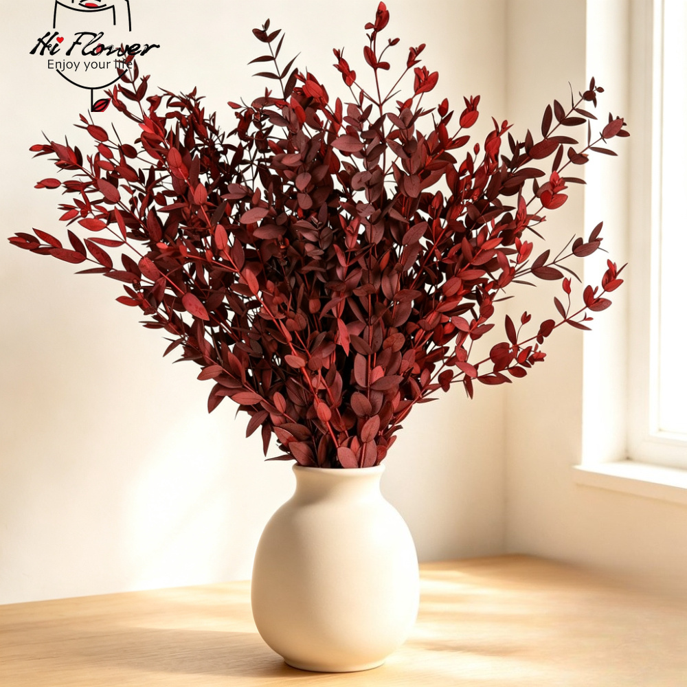 Bonsai Garden Decor - Flores Secas Naturales, Ramo de Eucalipto,