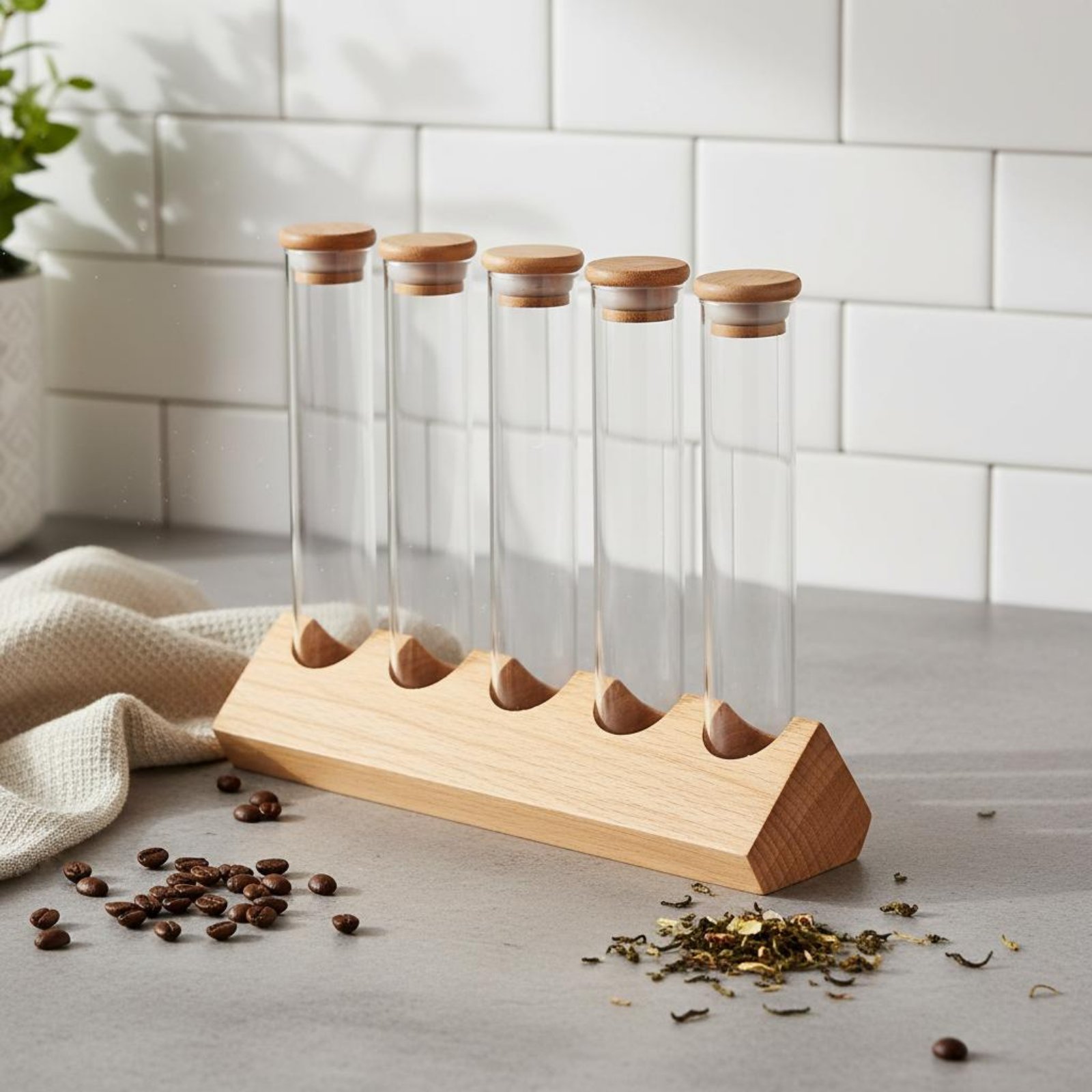 Juego de Recipientes de Vidrio - Display Stand Wood reseña y precio